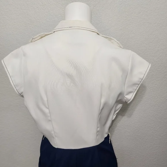 Vintage Wiggle Worm Blue White Jumpsuit Size 13 - Picture 4 of 12